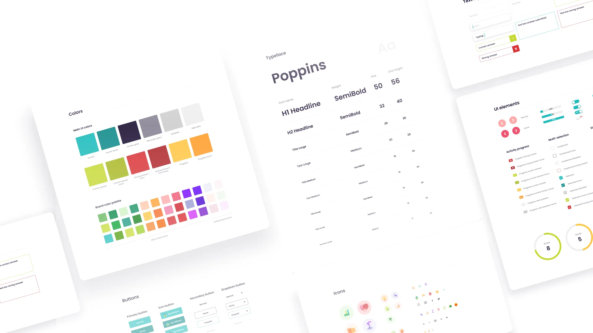 The design system: Poppins, one palette, every state of every control